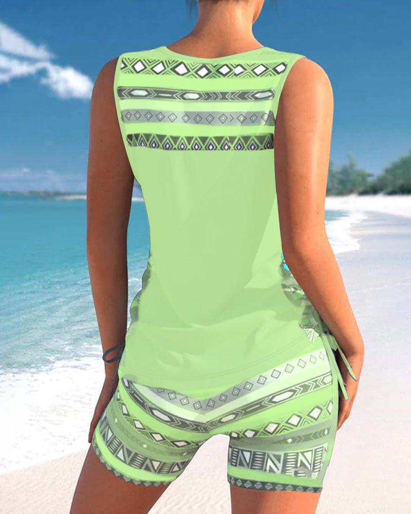 Tankini con stampa geometrica a V