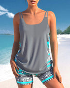Tankini con stampa geometrica a V