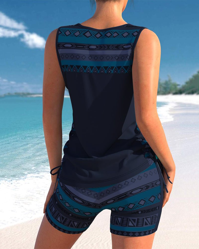 Tankini con stampa geometrica a V