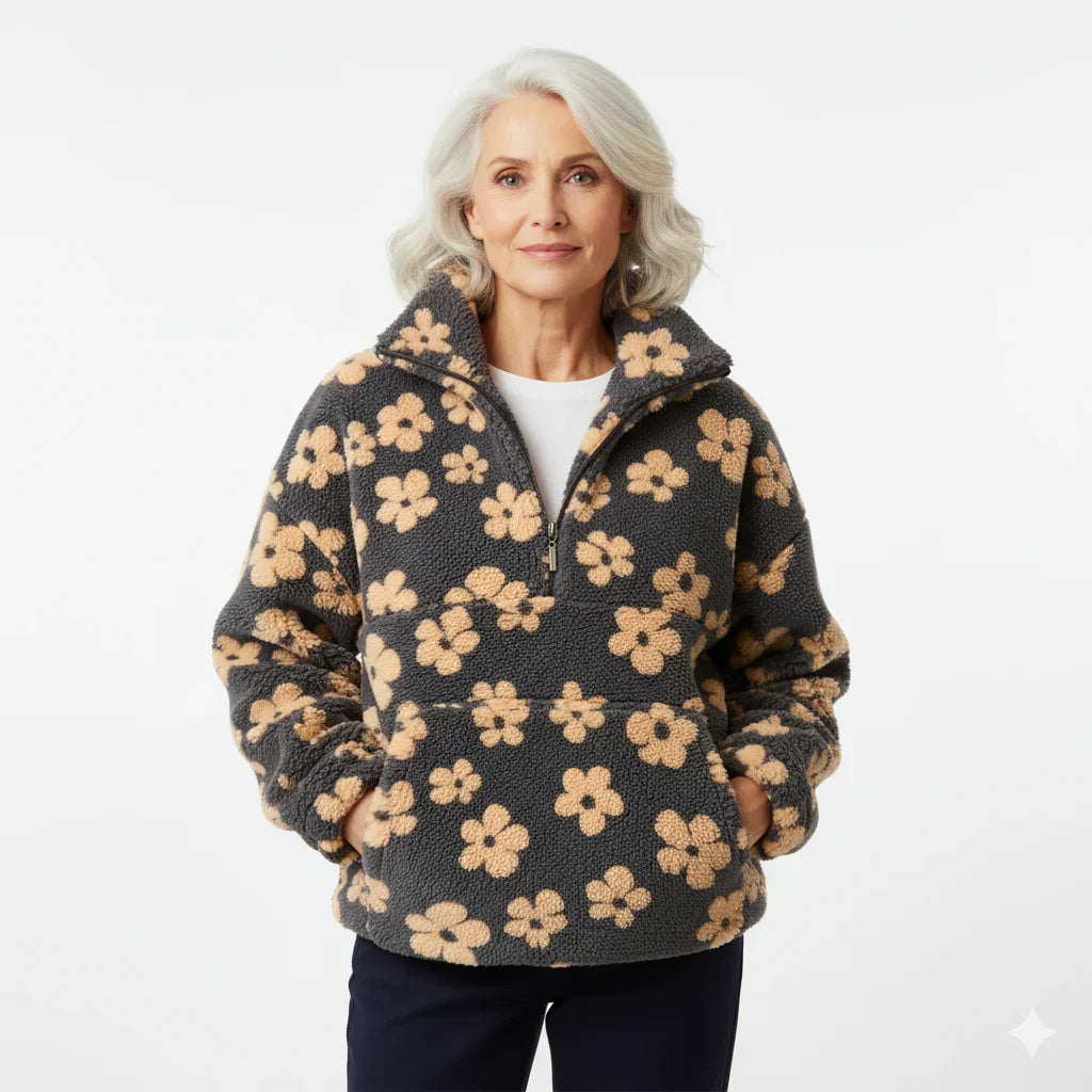 Sophie | Fleece Trui met Bloemenprint