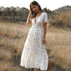 Tess™ Witte Lange Zomerjurk con Print