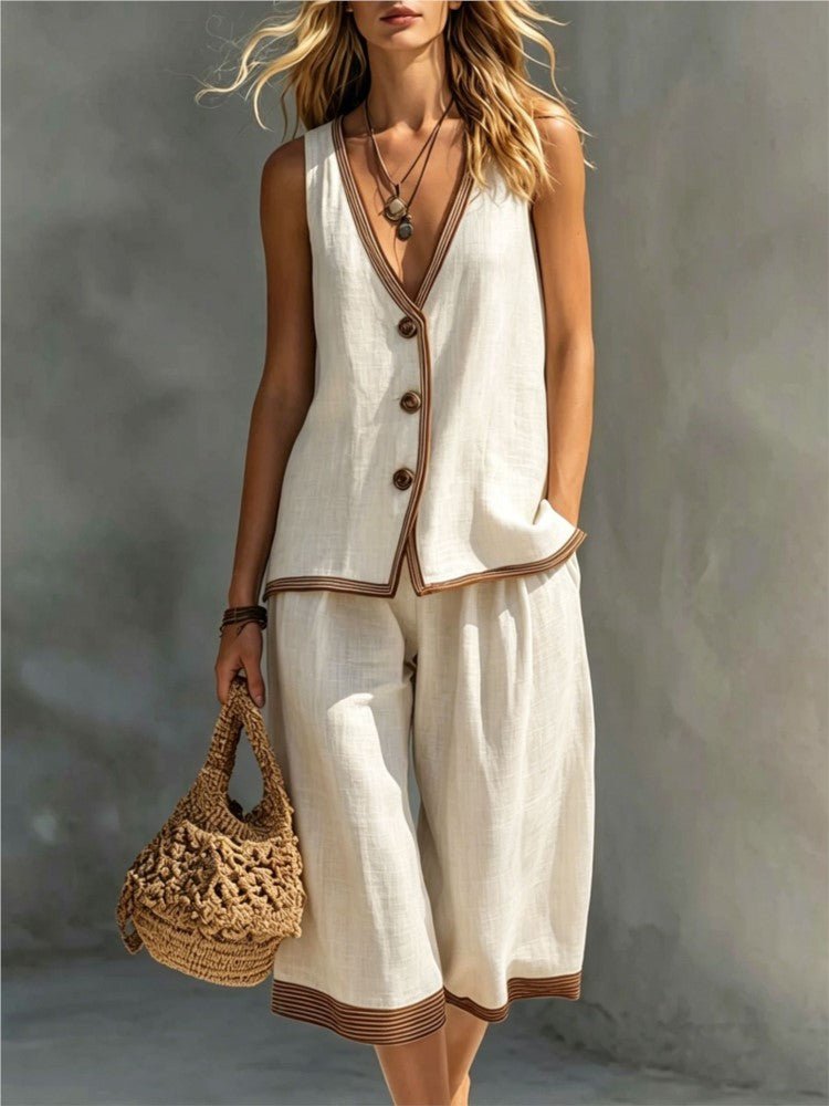 Valeria | Tweedelige Zomerset ha incontrato Knoopgilet e Cropped Wide-Leg Broek