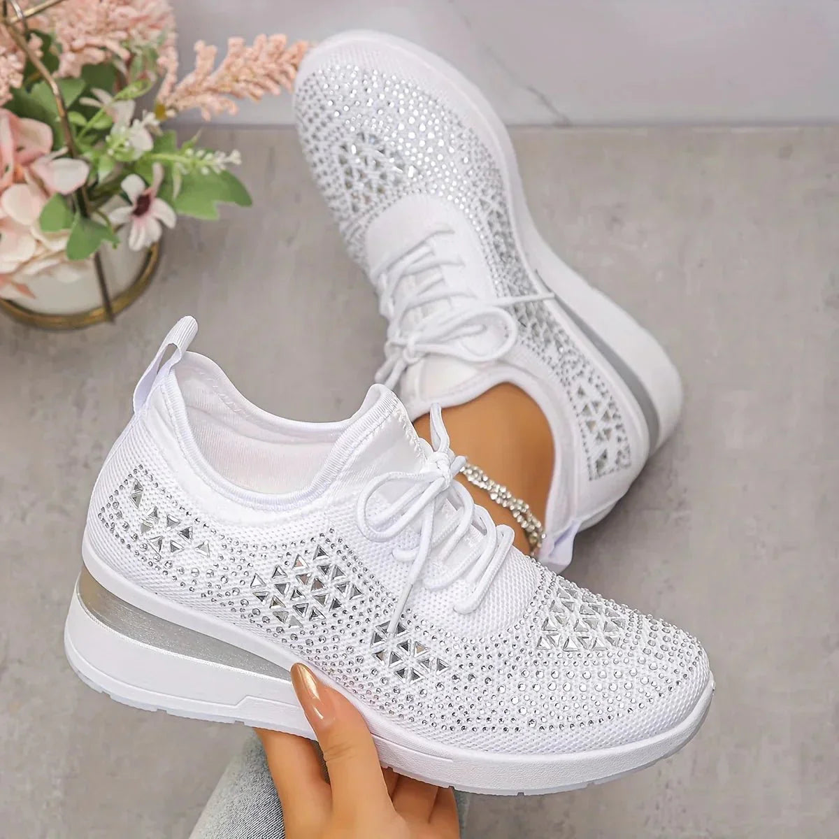 Violetta | Scarpe da ginnastica ortopediche con steentjes scintillanti